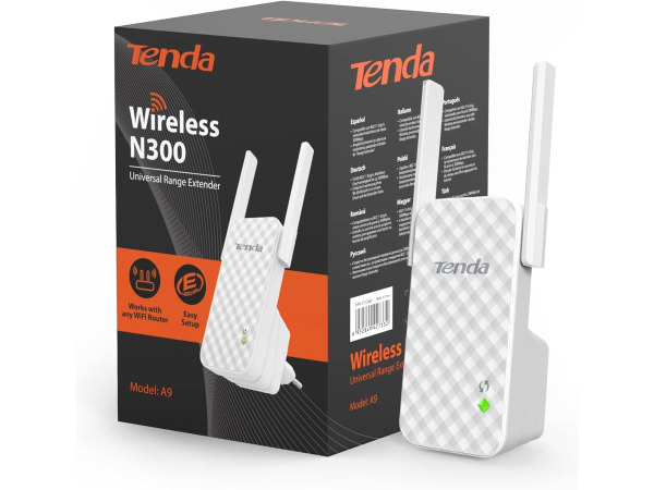 Tenda A9 N300 WLAN-versterker/repeater - 300 Mbps