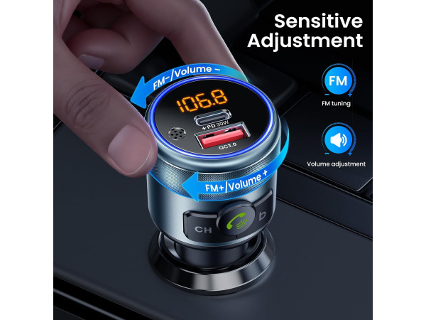 GizmoVine Bluetooth 5.3 auto FM-zender auto-adapter – foto 3 – kavel bij XL Auctions