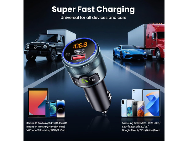 GizmoVine Bluetooth 5.3 auto FM-zender auto-adapter – foto 4 – kavel bij XL Auctions