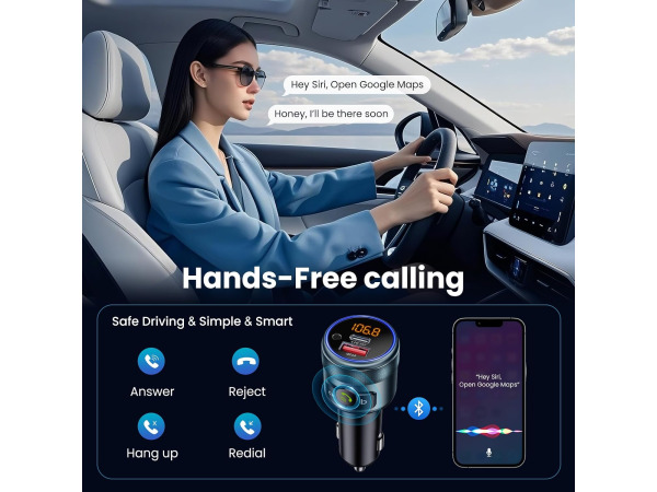 GizmoVine Bluetooth 5.3 auto FM-zender auto-adapter – foto 5 – kavel bij XL Auctions