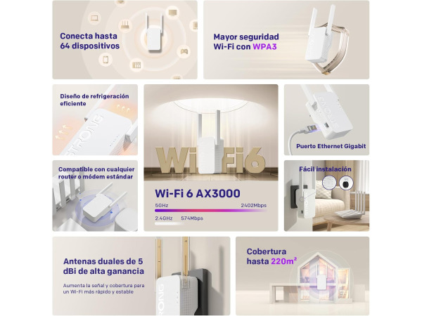 STRONG WiFi 6 AX3000 Repeater - WiFi 6 - 3000 Mbps – foto 3 – kavel bij XL Auctions