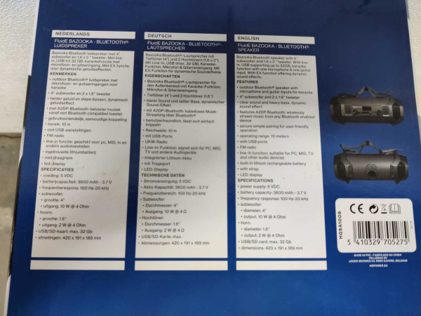 FluidE speaker Bluetooth Bazooka HQSA1009 – foto 4 – kavel bij XL Auctions
