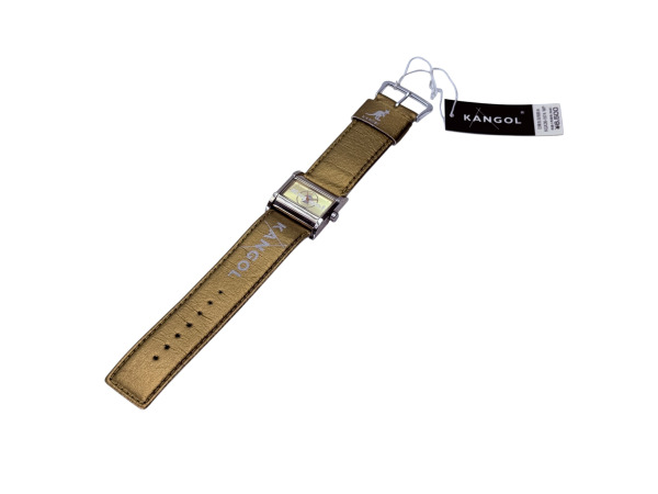 Kangol | Stijlvol Rechthoekig Horloge met Gouden Band