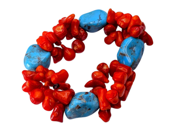 Exclusieve Vintage Statement Armband met Rood Koraal