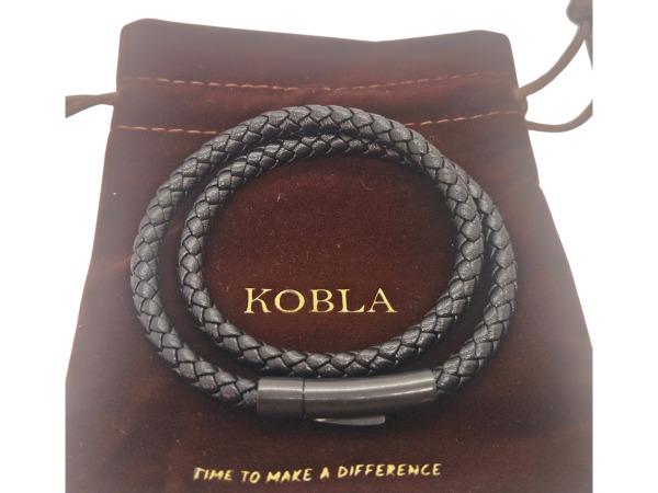 Kobla | Stoere Dubbel Gevlochten Leren Armband met Gunmetal Sluiting