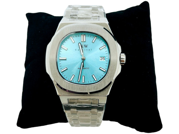 I&W Carnival | Exclusief Automatisch Herenhorloge met IJsblauwe Wijzerplaat