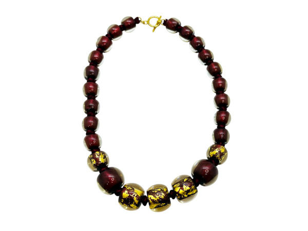 Handgemaakt Collier met Muranoglas Stijl Bladgoud Accenten