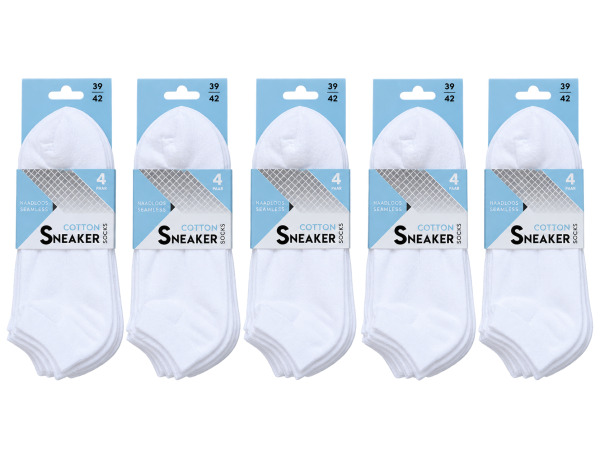 5x Comfortabele Naadloze Sneaker Sokken 4 Paar Maat 39-42
