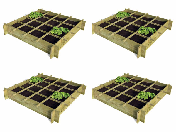 4x Moestuinbak met gronddoek 120x120x18 cm – foto 2 – kavel bij XL Auctions