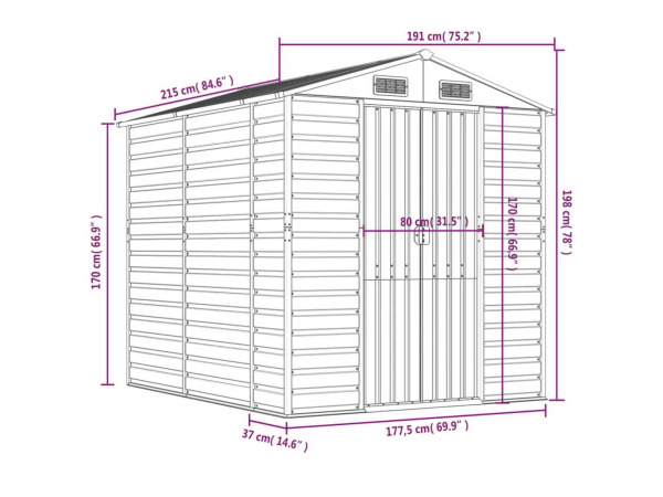 VidaXL metalen tuinschuur groen 215x191x198cm – foto 9 – kavel bij XL Auctions