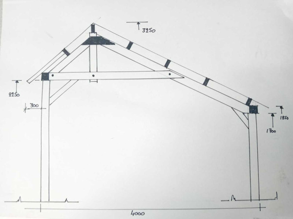 Douglas kapschuur met dakpanplaat 1550x460x325 cm – foto 8 – kavel bij XL Auctions