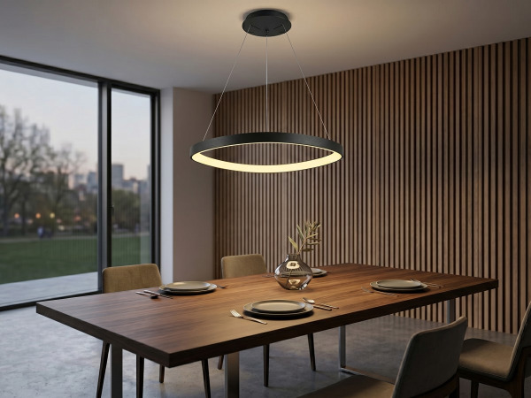 Hanglamp Zwart 62cm 50W LED CCT 3 Kleur & 3 Stappen Dimmen
