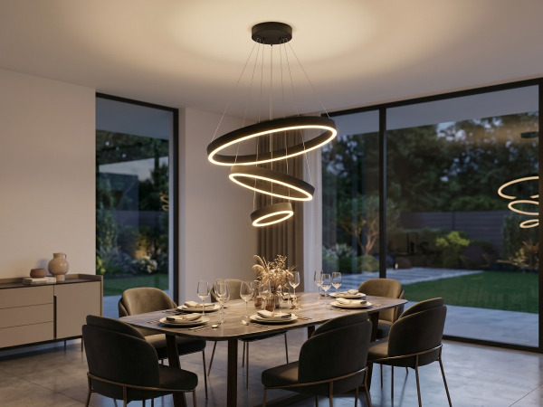 Hanglamp Zwart Trio Ring 60W LED CCT 3 Kleur