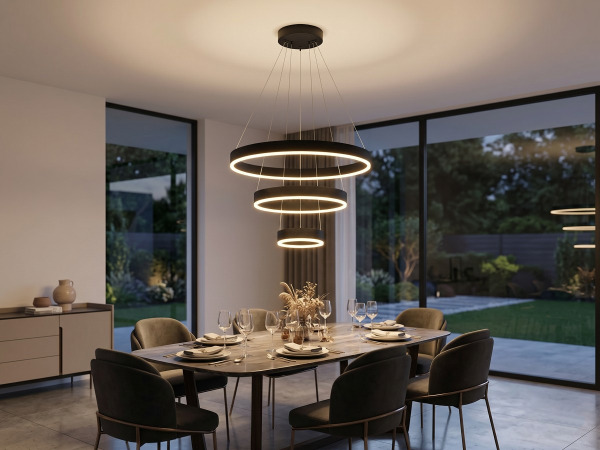 Hanglamp Zwart Trio Ring 60W LED CCT 3 Kleur