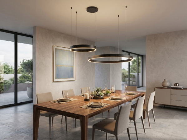Hanglamp Zwart 80&40cm Duo Ring 60W LED CCT 3 Kleur