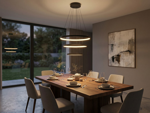 Hanglamp Zand Zwart Trio Ring 50W LED CCT 3 Kleur & Dimmen