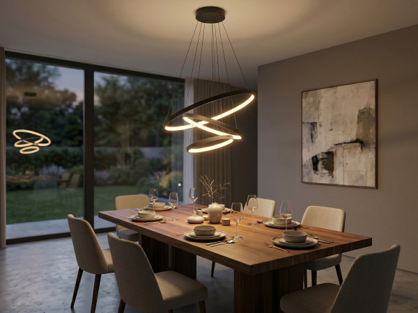 Hanglamp Zand Zwart Trio Ring 50W LED CCT 3 Kleur & Dimmen