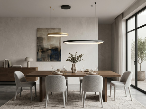 Hanglamp Zand Zwart en Goud 80cm&40cm Duo Ring 50W LED CCT 3