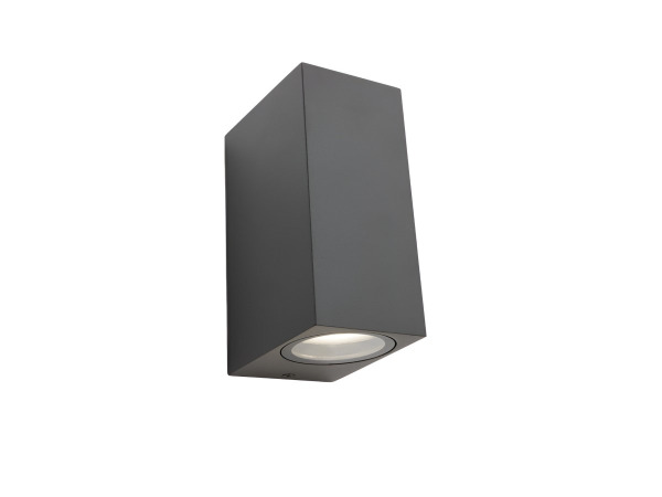 4x Wandlamp rechthoekig GU10 duo fitting zwart waterdicht