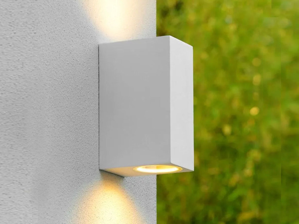4x Wandlamp rechthoekig GU10 duo fitting wit waterdicht