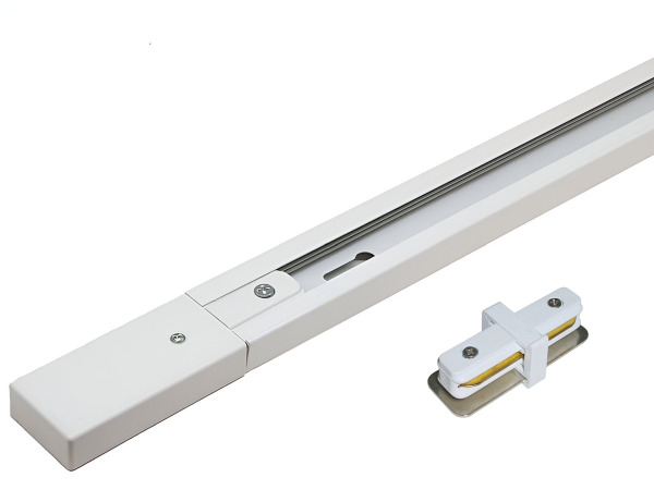 6x 1 meter Rail voor 1 fase 2 draden railsystem + verbinder wit