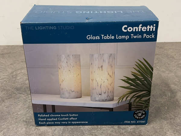 Confetti glazen 'touch' tafellampen 2-pack