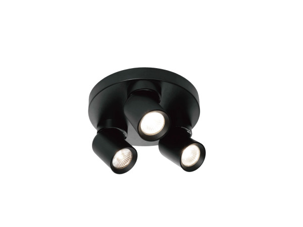 2x Rond GU10 Opbouwspot Armatuur triple cilinder zand zwart