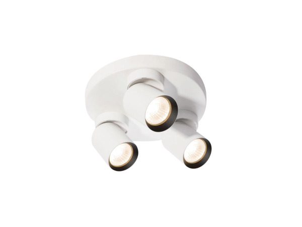 4x Rond GU10 Opbouwspot Armatuur triple zand wit en zwart