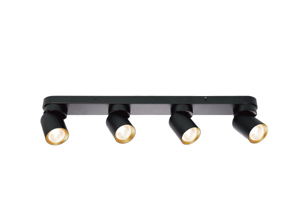 4x GU10 Opbouwspot Armatuur 4 cilinder zand zwart en goud