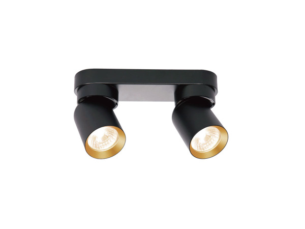 8x GU10 Opbouwspot Armatuur dubbel cilinder zand zwart en goud