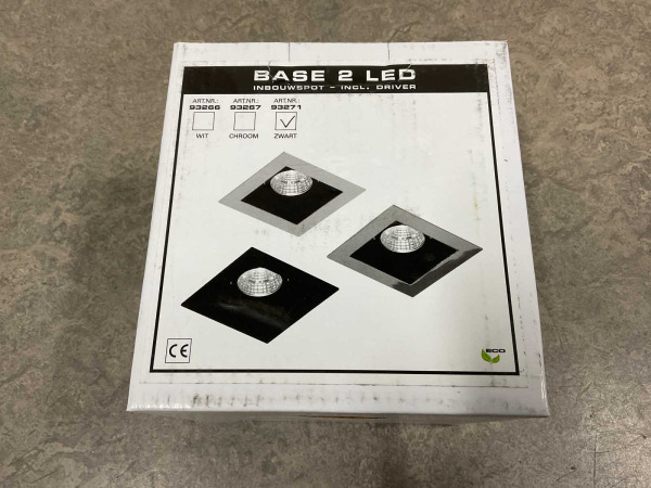 2x Base On led inbouwspot met trafo 90x90mm zwart – foto 5 – kavel bij XL Auctions