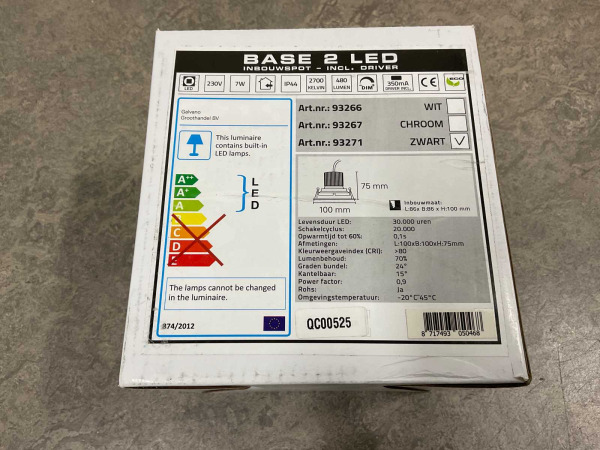 2x Base On led inbouwspot met trafo 90x90mm zwart – foto 6 – kavel bij XL Auctions