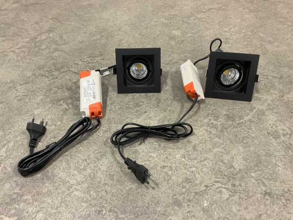 2x Base On led inbouwspot met trafo 90x90mm zwart – foto 9 – kavel bij XL Auctions