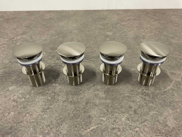 4x Beaux wastafelplug niet afsluitbaar Lilas geborsteld – foto 2 – kavel bij XL Auctions