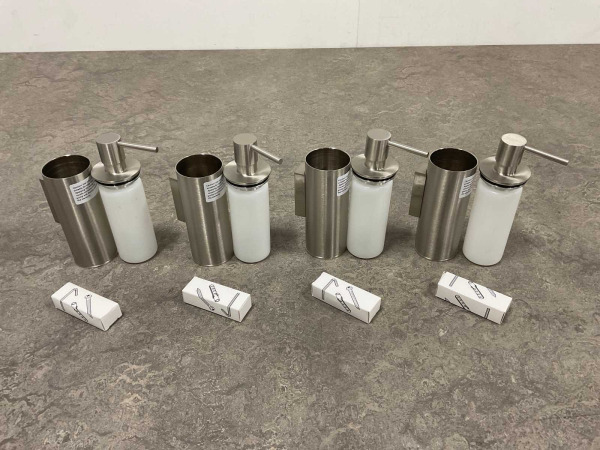 4x Novio zeepdispenser Umea geborsteld nikkel – foto 2 – kavel bij XL Auctions