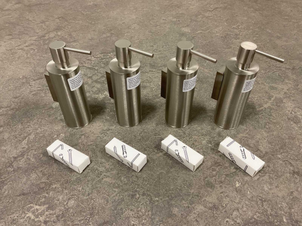 4x Novio zeepdispenser Umea geborsteld nikkel – foto 6 – kavel bij XL Auctions