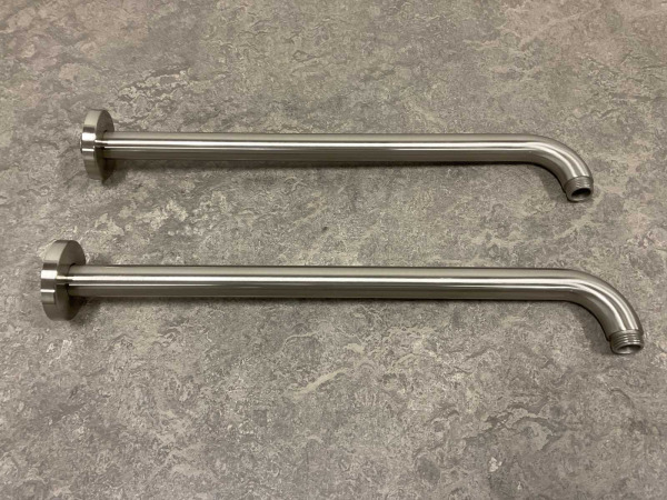 2x Beaux douchearm wand rond 40cm Port mat geborsteld – foto 2 – kavel bij XL Auctions