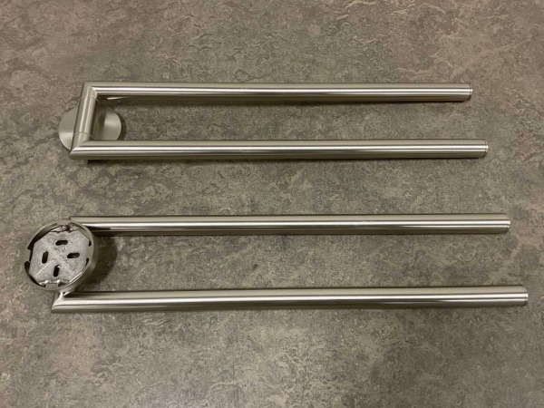 2x Novio handdoekhouder 2-lids 400x60mm Riga geborsteld – foto 2 – kavel bij XL Auctions