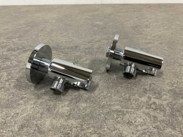2x Beaux slang aansluitknie met houder Port chroom – foto 2 – kavel bij XL Auctions