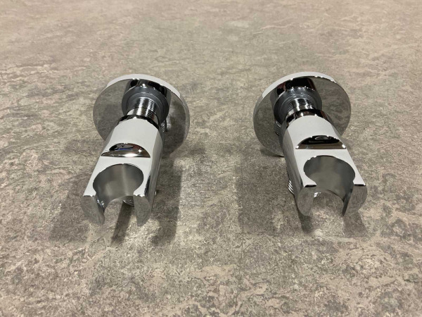 2x Beaux slang aansluitknie met houder Port chroom – foto 6 – kavel bij XL Auctions