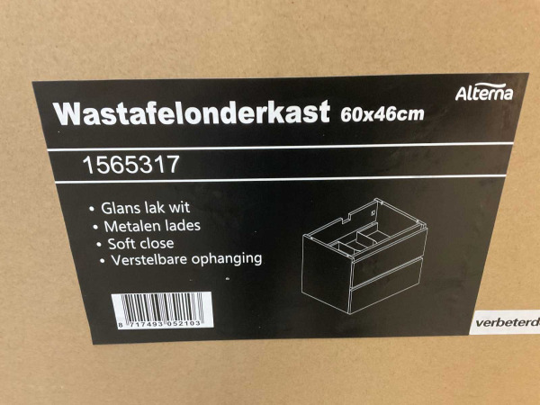 Alterna wastafelonderkast 60x46cm softclose wit gelakt – foto 8 – kavel bij XL Auctions