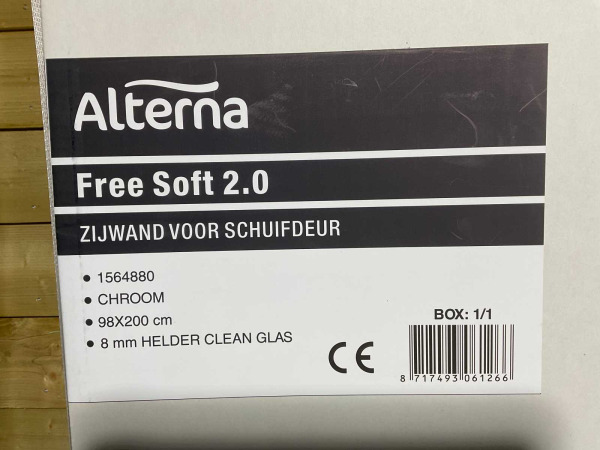Alterna zijwand v/schuifdeur 100x200cm chroom-helder – foto 2 – kavel bij XL Auctions