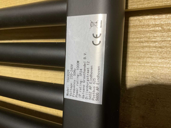 Lavigo elektrische radiator 60x180cm 1000W mat zwart – foto 5 – kavel bij XL Auctions