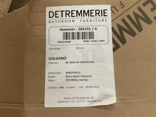 Detremmerie wastafelonderkast push open 80x45x59cm mat wit – foto 8 – kavel bij XL Auctions