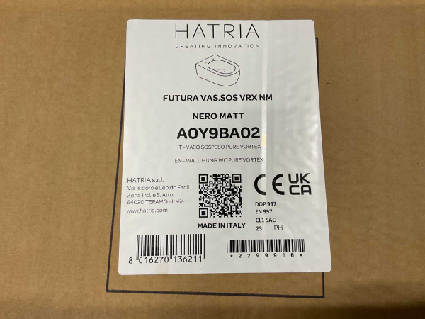 Hatria wandtoilet 53cm cycloneflush Futura mat zwart – foto 8 – kavel bij XL Auctions