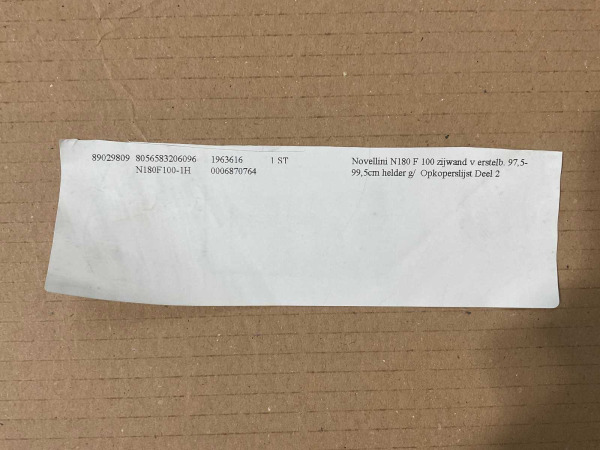 Novellini N180 F100 zijwand 97,5-99,5cm helder glas zwart – foto 4 – kavel bij XL Auctions