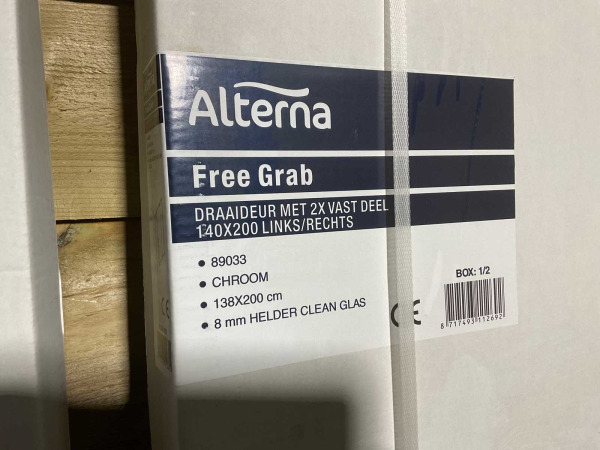 Alterna draaideur 2x vast paneel 140x200cm chroom-helder – foto 2 – kavel bij XL Auctions