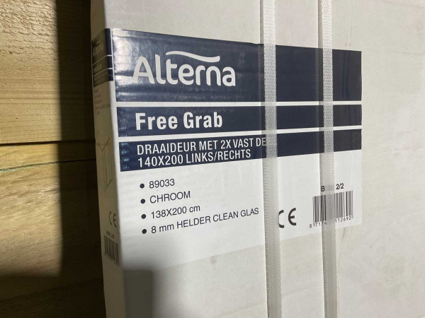 Alterna draaideur 2x vast paneel 140x200cm chroom-helder – foto 3 – kavel bij XL Auctions