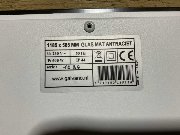 Saniselect infraroodpaneel 1185x585mm Kiara mat antraciet – foto 7 – kavel bij XL Auctions