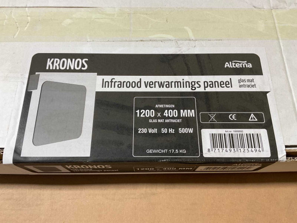 Alterna infraroodpaneel 385x1185mm Kronos mat antraciet 500W – foto 4 – kavel bij XL Auctions